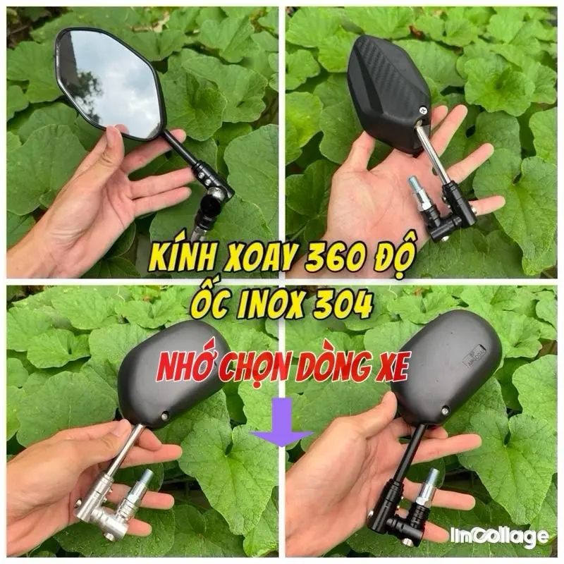 Kính Xoay Gấp Gọn Cao Cấp Xoay 360 Độ Ốc inox 304 Hàng CNC ( ráp Sẳn ) Kèm 2 lục giác Gắn Cho Tất Cả Dòng Xe ạ