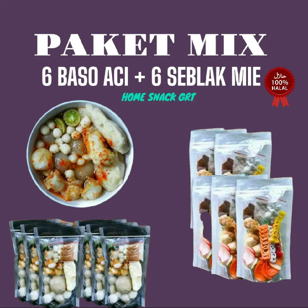 PAKET BUNDLING HEMAT 12  (6 pcs seblak 6pcs baso aci ) MAKANAN INSTAN mie food Kaldu Pedas Ayam