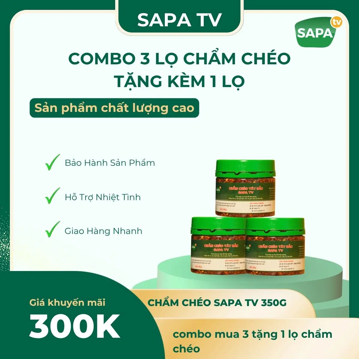 [ MUA 3 TẶNG 1 ]  3 LỌ GIA VỊ CHẨM CHÉO VỊ TÊ CAY 350G TẶNG KÈM 1 LỌ CHẲM CHÉO - SAPATV FOOD