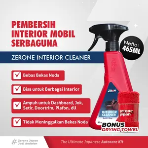 ZERONE Interior Cleaner 465 ml - Pembersih Mobil Serbaguna untuk Dashboard, Jok, Plafon, Doortrim, Karpet Bludru, Kulit, Sintetis & Plastik