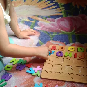 Mainan Puzzle Kayu Edukasi 3D Angka Alphabet Bentuk Mainan Anak Wooden Puzzle Games