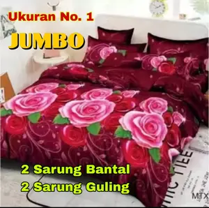SEPRAI BAHAN BONITA UKURAN JUMBO 200X200 LENGKAP 2 SARUNG BANTAL DAN 2 SARUNG GULING