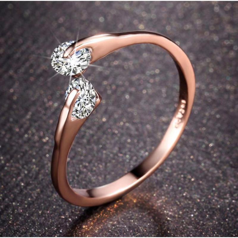 Cincin Fuji Love Ring Desain Korea Bunga Antikarat Wanita Simple Sterling Silver Perhiasan Elegan Alloy Mata Berlian Imitasi Fashion Emas Gold Women. B-06 6