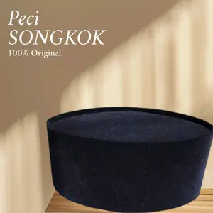 Peci Songkok 100% Original Peci Muslim Pria bahan beludru Halus  Hitam