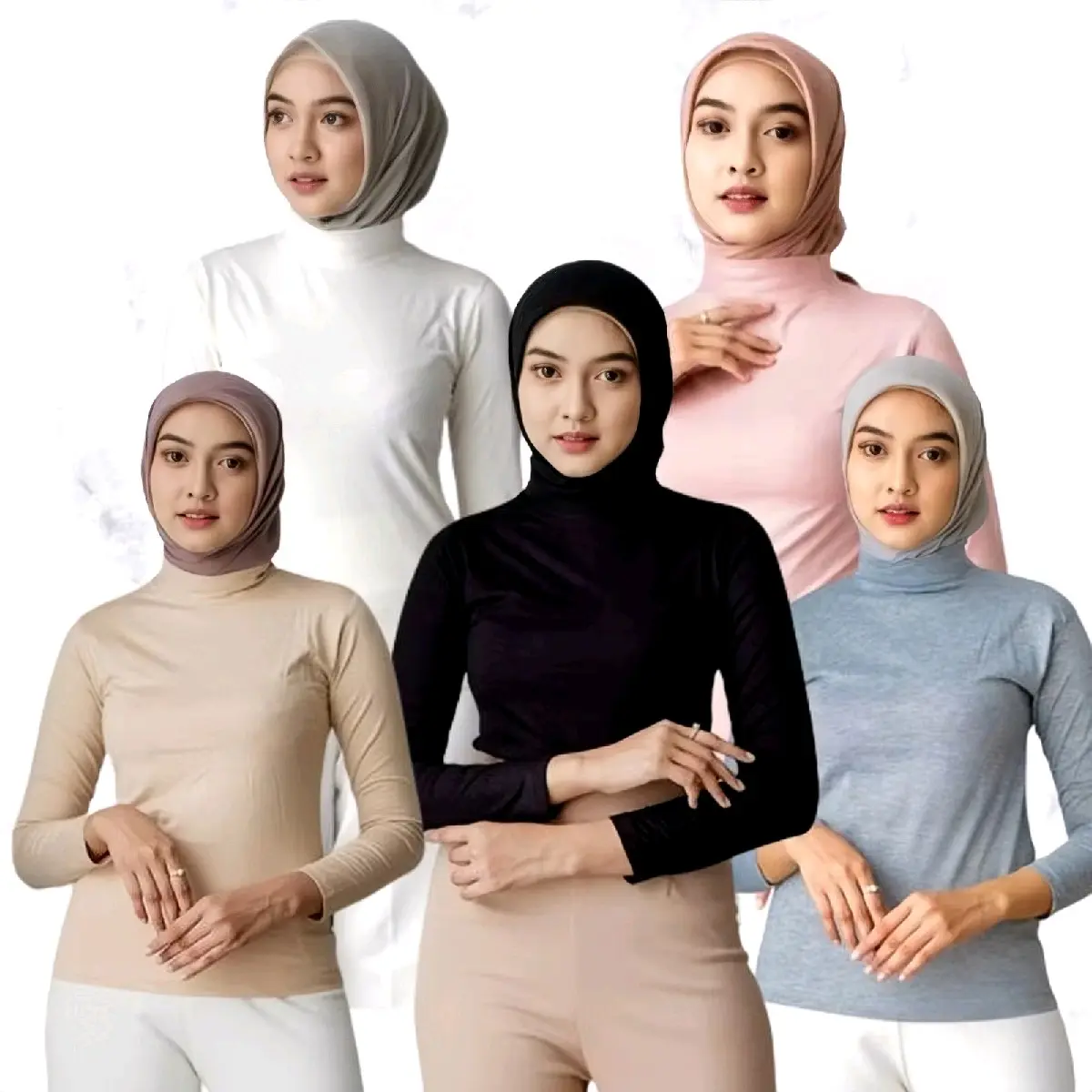 Manset Premium Basic Turtle/Manset Kaos Premium/Manset Kaos Rayon Super/Manset Baju Dalaman/Atasan Muslim Grey Silver Black Wanita