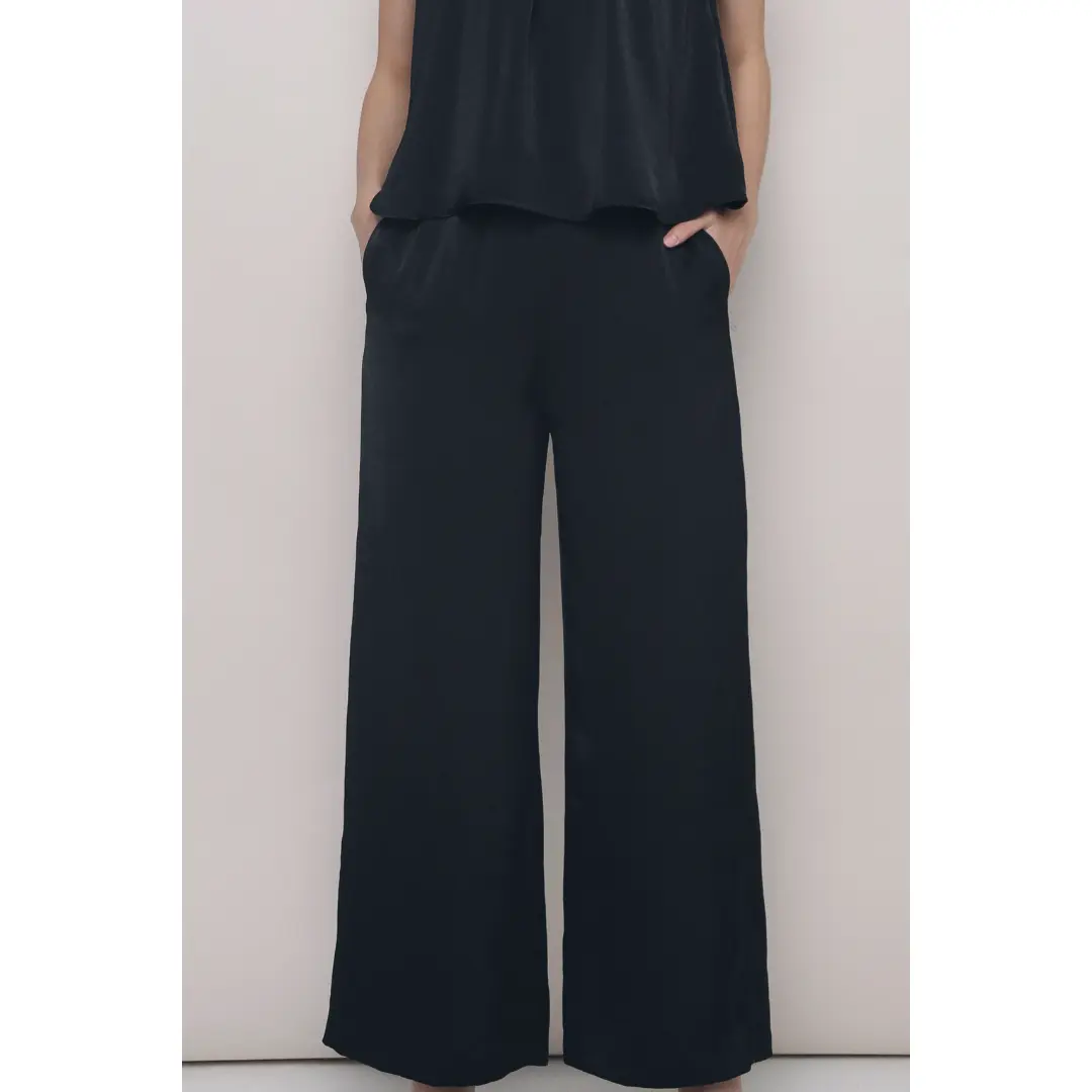(Petite) Daydreamer Wide Leg Pants Black (Hollyhoque)