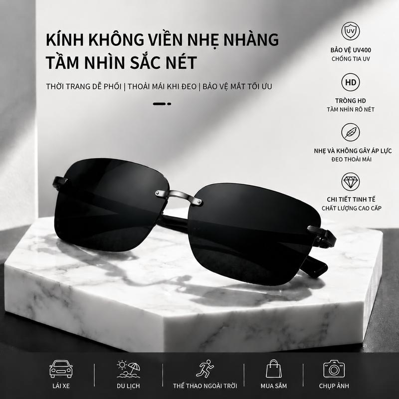 Kính Mát Nam Nữ Unisex Phong Cách Cao Cấp, Tròng Đen UV400 Chống Nắng, Siêu Nhẹ…