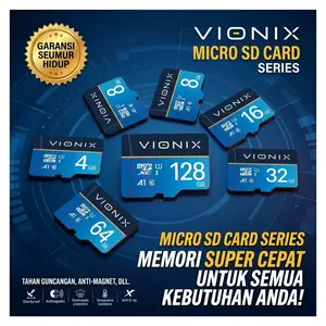 NEXGUARD Memori External VIONIX Micro SD Card Class 10 A1 Speed Up to 90MB/s 16GB 32GB 64GB 128GB Garansi Seumur Hidup Kartu Penyimpanan Memori Tambahan HP Laptop Kamera Digital Tablet CCTV Dashcam