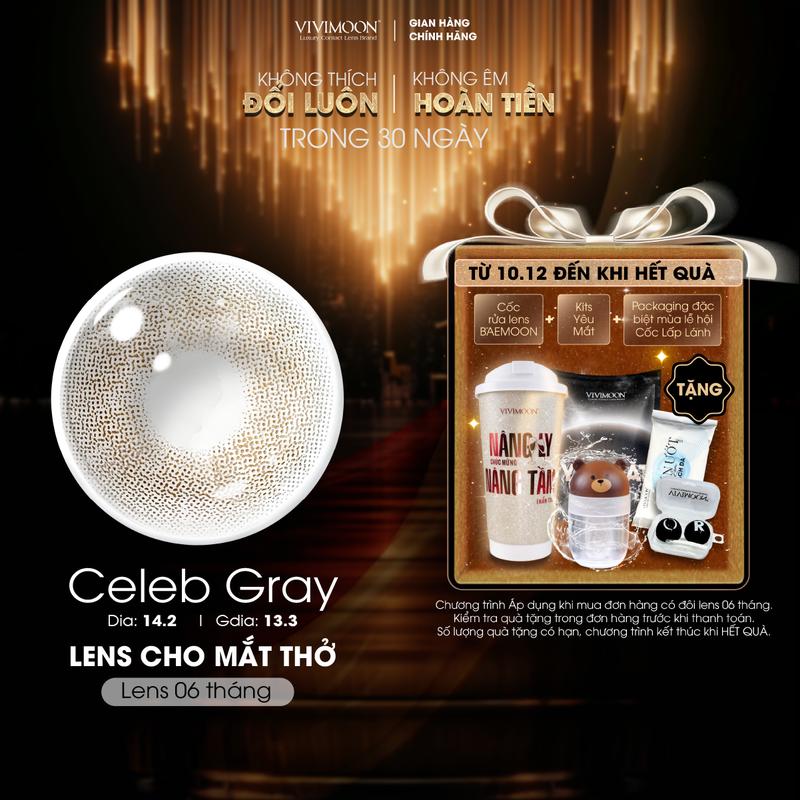    6 MONTHS   Kính áp tròng Celeb Gray VIVIMOON LENS cận màu xám tây không viền giãn nhẹ - Lens cho mắt thở ̉6 tháng chất liệu Silicone hydrogel cao cấp ̣  Giá 1 đôi   