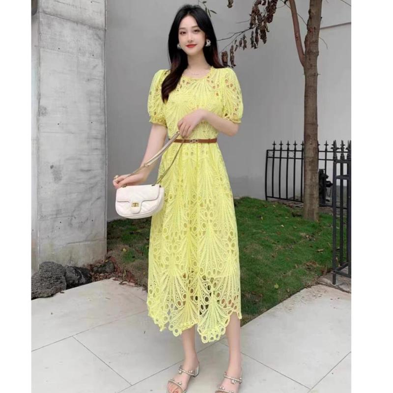 Product Introduction of [ Marsha Ambroidered Lace Dress ] Fit Size M-L Fashion Gaun Wanita Dres Katun Bordir Katbol Formal Outfit Party Pesta Elegan Anggun Feminim Hitam Kuning Hijau Putih Kondangan Simple Natal Mewah 10