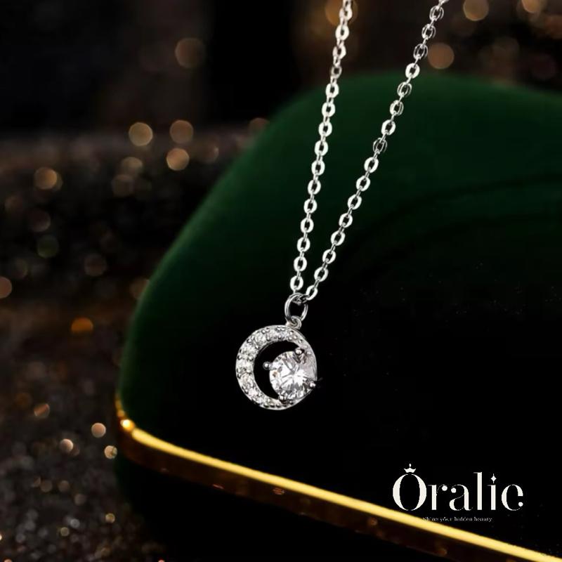[ORALIE] Dây chuyền bạc đính đá hình mặt trăng cao cấp và thanh lịch 1