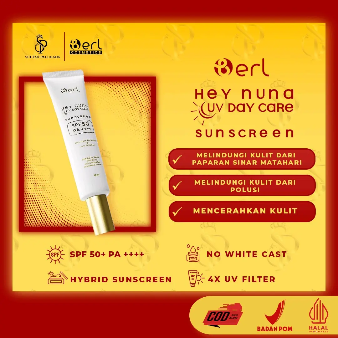 HEY NUNA SUNSCREEN BERL SPF 50 WHITECAST GAMPANG DIBLEND BERLOFFICIAL BERLOFFICIALSTORE BERLOFFICIALSHOP Sunblock PERAWATAN KULIT UNTUK MUSIM PANAS Semua Tipe Kulit Amino Acid Creamy Kusam