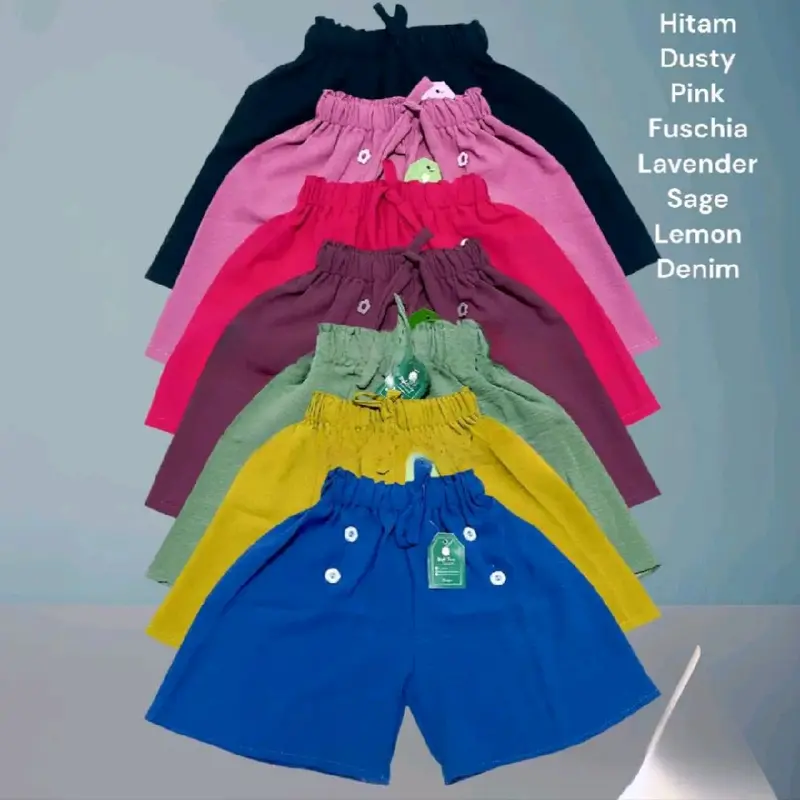 Bawahan Dapet 6 Pcs Celana Hotpants Crinkle Termurah Anak Perempuan - Fashion Hotpants Kancing Anak Usia 2-11 tahun 2