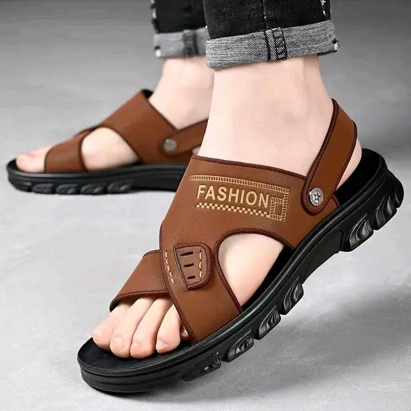 Sandal Original Selop Pria Slip On Nyaman Kuat Empuk Hitam Coklat Cowok Kasual Sendal Laki-laki Kasual 0