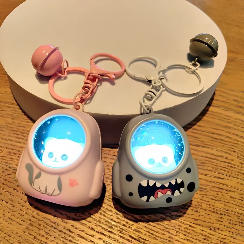【Versi I Love You】Gantungan Kunci Backpack Cat Astronot Cute Karakter Keychain With Night Lamp Multifungsi Led 1