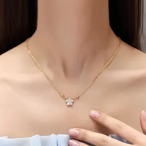 2024 Eropa Dan Amerika kalung yang anti karat Untuk Aksesoris Perhiasan murah Gold Fashion Wanita Korea Retro kalung titanium  D042 Korean Style kalung magic kalung  aesthetic harian tidak