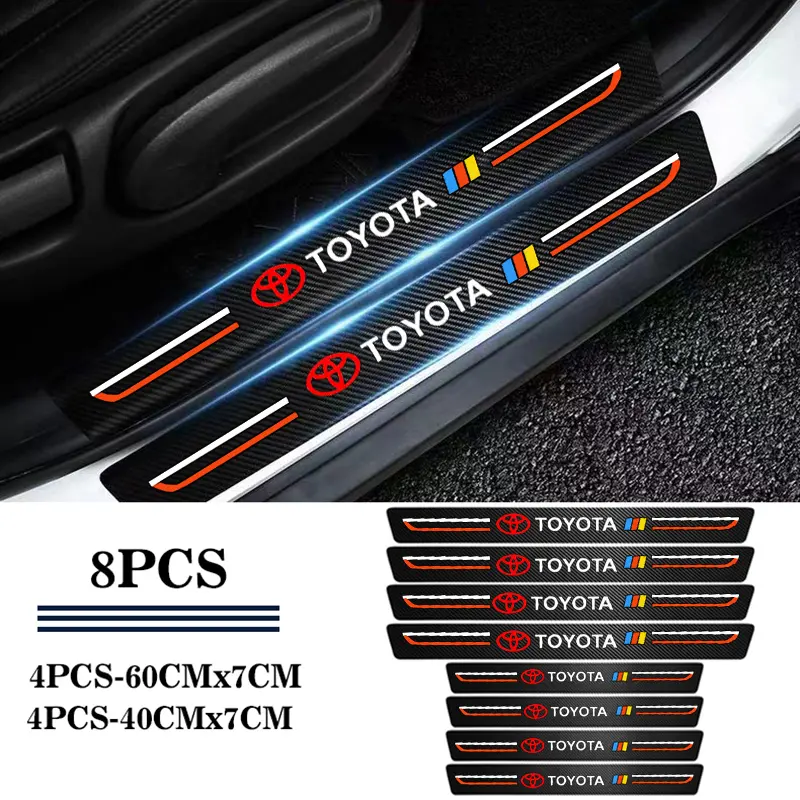 Carbon Fiber Textured Car Pedal Sill Strip Anti-scratch and Wear-resistant Protective Sticker for Toyota Camry Corolla Vios Yaris Vios Rush Crown Avalon