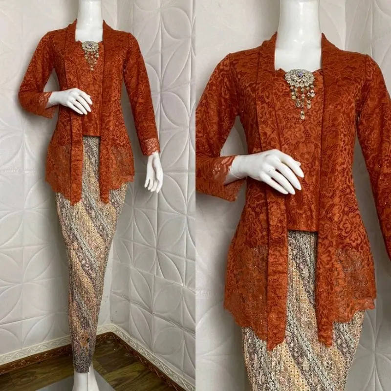 Kebaya Jumbo XXXL Ld 120 Baju Kondangan Kutubaru Full Furing Lengan Panjang Wanita