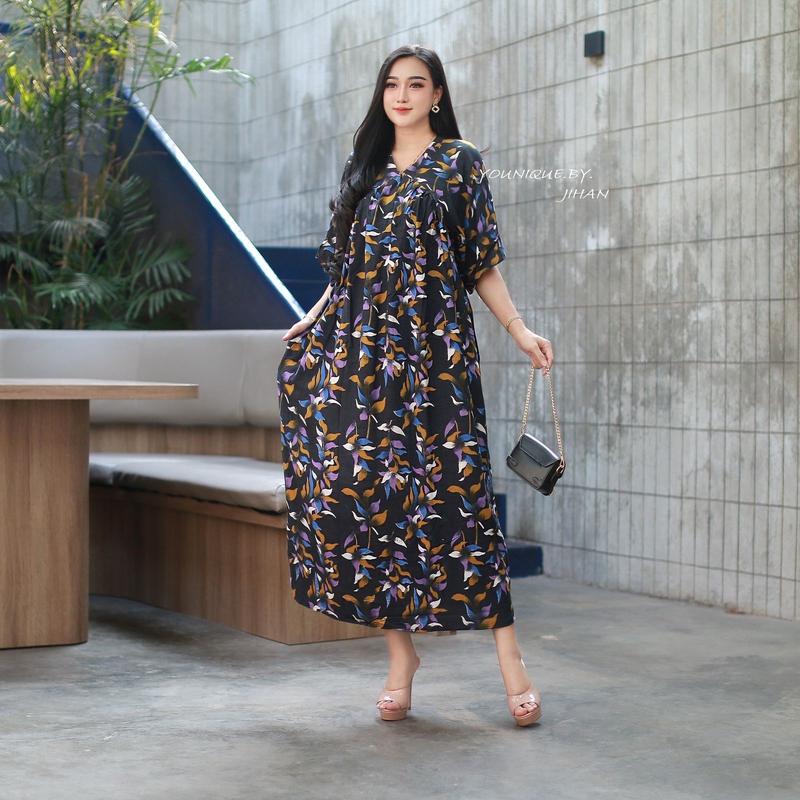 Dress SIFA Kekinian Bumil Ld 120cm Daster Remaja Daster Hits Baju Motif Ruffle Dewasa live Rayon bumil Busui Daster Motif Bunga 2