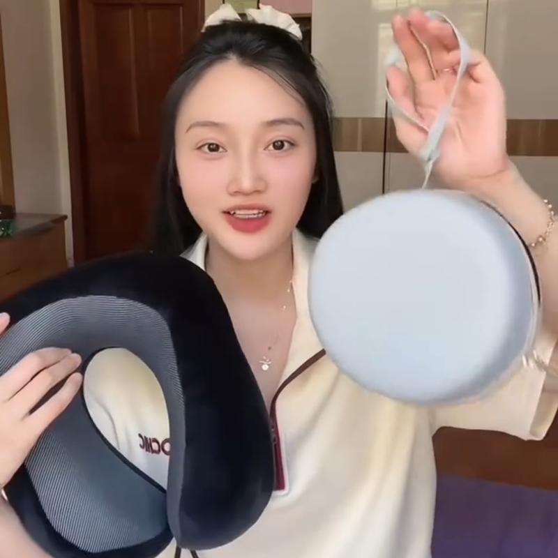 Gối kê cổ chữ U cao su non Ema mềm mại đàn hồi tốt hộp đựng sang trọng - Dành cho dân văn phòng người hay đi du lịch công tác trên ô tô máy bay gối kê cổ chữ u
