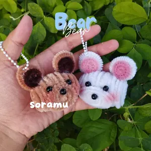 Keychain Bear Beruang Gantungan kunci Ganci Kawat Bulu by Soramu miracle