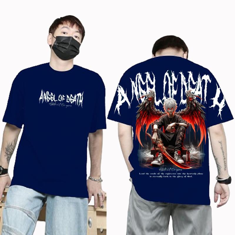 Product Introduction of kaos atasan pria ANGEL OF DEAT / kaos pria/wanita full caton cod bayar di tempat Baju Combed Distro Cowok Nyaman Panjang Pendek Oblong Santai 7