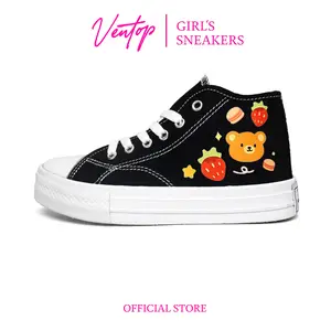 VENTOP Sepatu Sneakers Anak Perempuan Burger Hitam