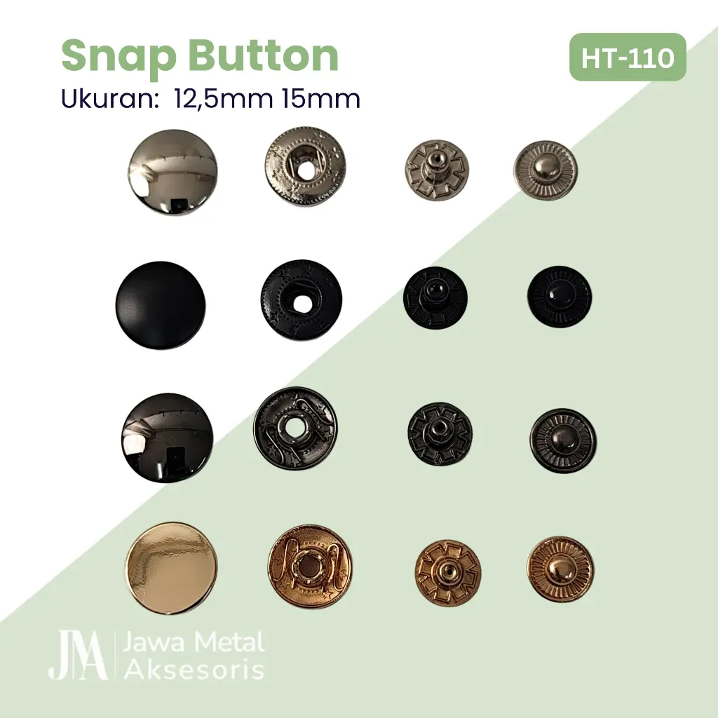 Kancing Cetet Tekan Snap Datar Anti Karat Cembung Jaket Dompet Tas JMA Alloy Cover Button HT110