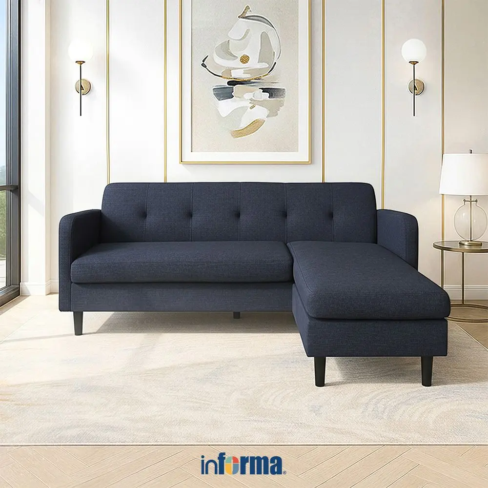 Informa Laura Sofa Modular Sudut Fabric - Biru Sofa Ruang Tamu Sofa Minimalis Kursi Sofa Kursi Ruang Tamu