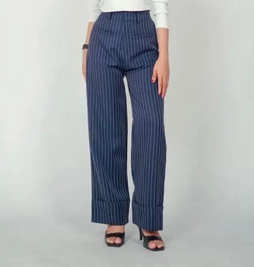 BEOM PANTS-Loose Pants Stripe Trouser Wanita 1