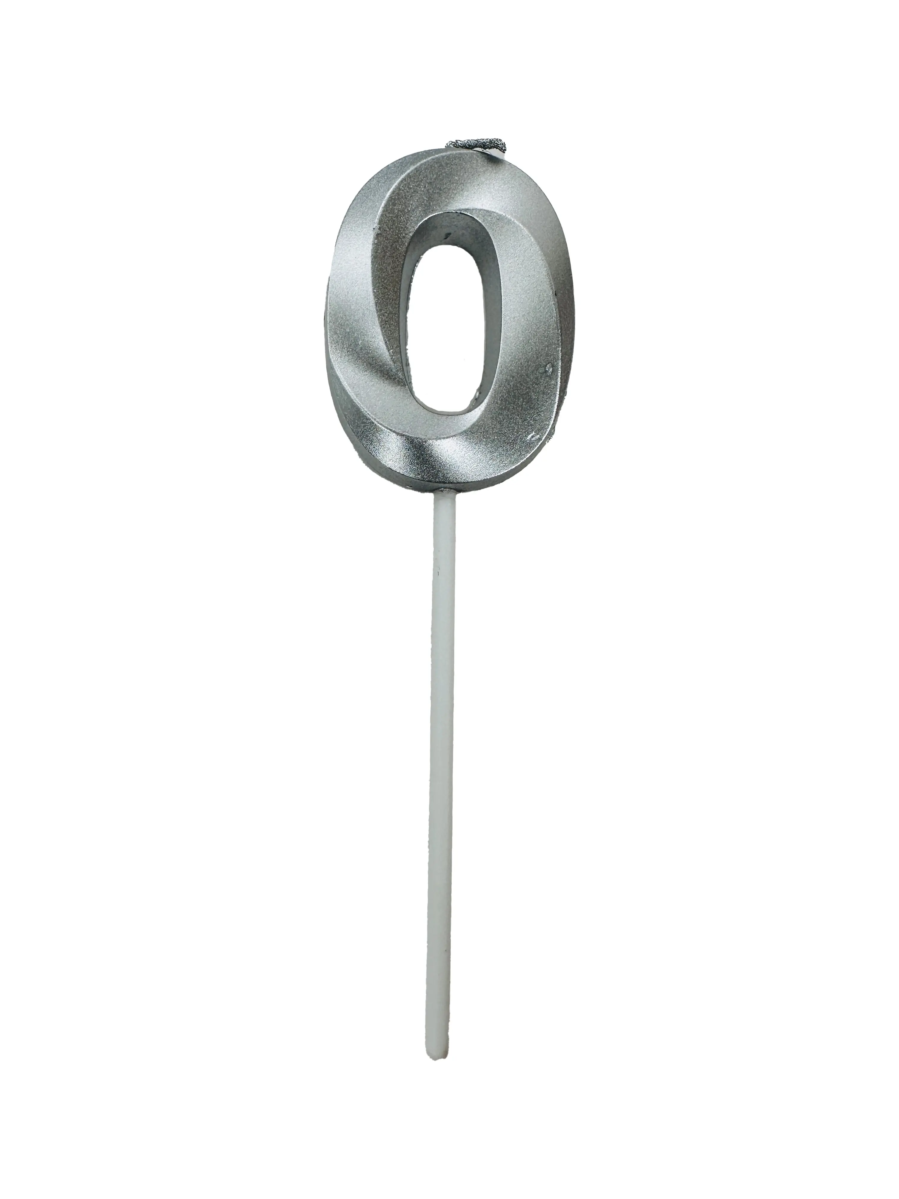 Silver Shining Single Number Candle #0