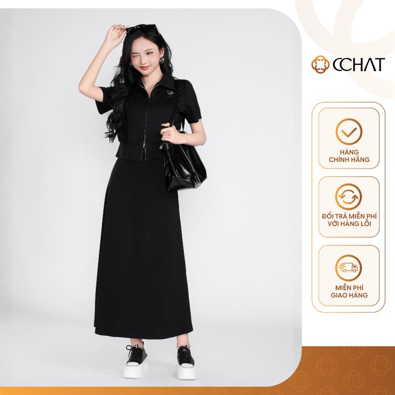  Bộ Đồ Nữ CCHAT Marbella Áo Cổ Nan Chân Váy Cạp Chun Xẻ Tà Chất Thun Co Giãn 15BNC2020XT 
