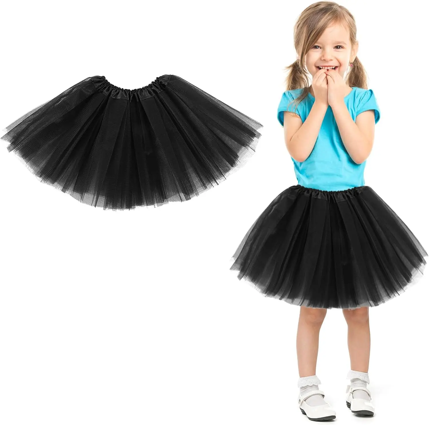 Girls Skirt 3 Layered Tulle Sequin Star Ballet Dance Skirts Princess