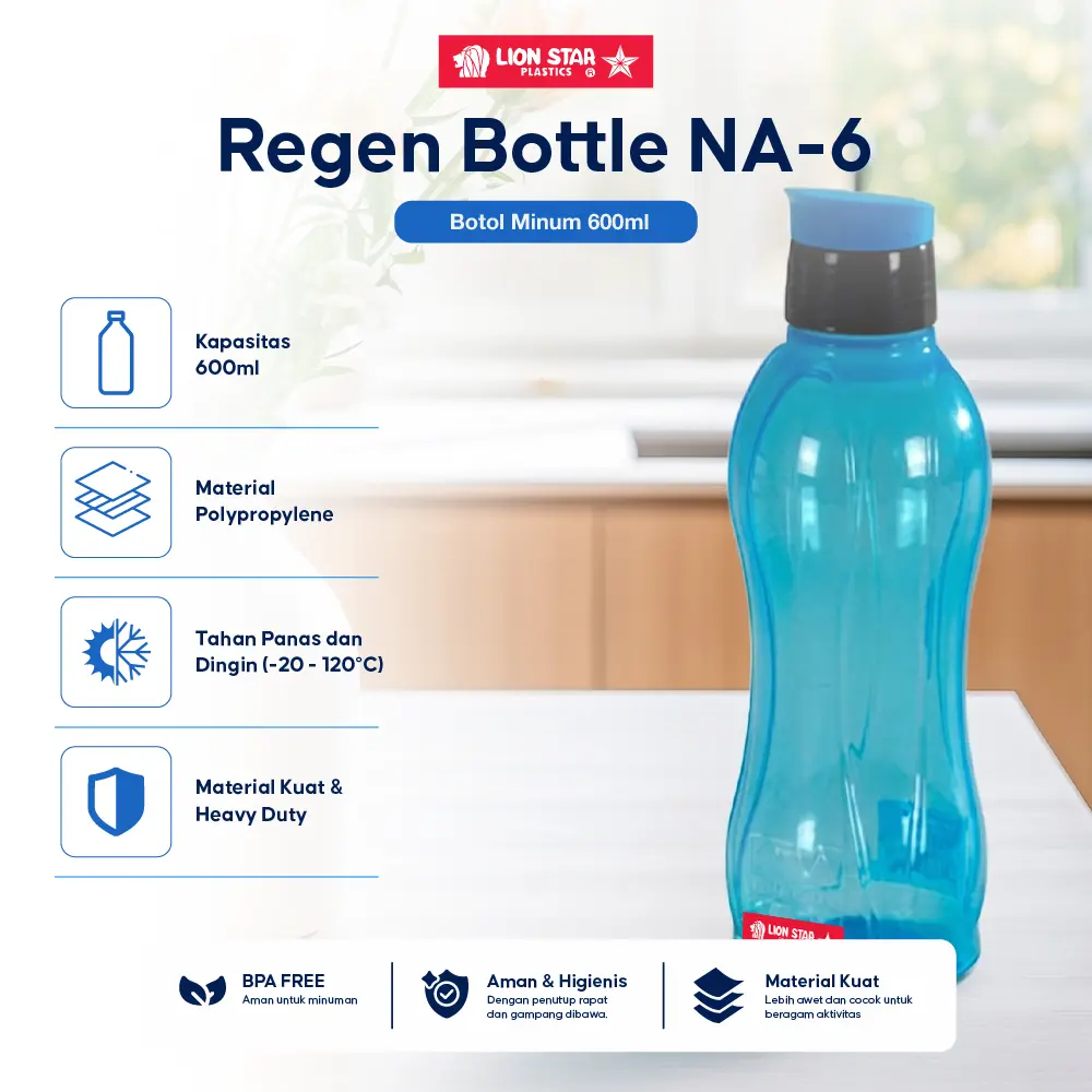 LION STAR Kitchenware Botol Minum Regen Water Bottle 600 ml - NA-6 botol