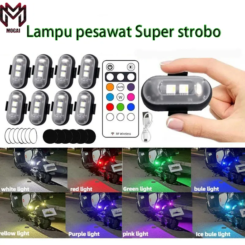 [Mogai] Lampu pesawat super strobo LED USB KEDIP pesawat 7 Warna Usb Mobil MotorStrobe car kabel Car lampu  variasi lampu  bawah