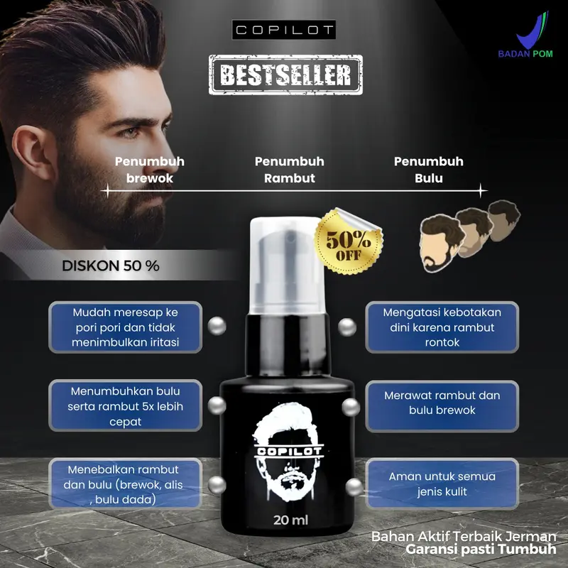 PENUMBUH BREWOK COPILOT ION HAIR & BEARD BOOSTER SERUM Penumbuh Brewok, Kumis, Jambang 4