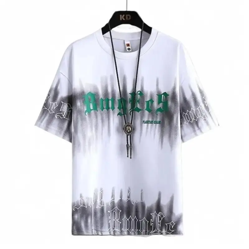 Baju Pria Oversize Jumbo Size M|L-3XL Distro Kaos Pria Lengan Pendek T-shirt Korean Style Lokal Motif Sablon Atasan Dewasa Angeles Oblong Cowok Santai Keren Simple Combed 0