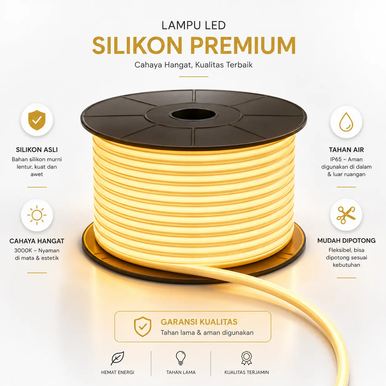 LAMPU SELANG FCOB 240D 220V SILIKON ASLI HEMAT LISTRIK
