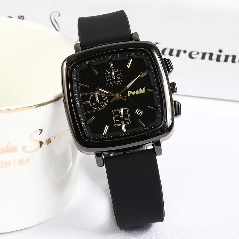 Đồng Hồ Vuông, Thời Trang Mới, Dành Cho Nam Và Nữ, Nhỏ Và Cao Cấp, Thích Hợp Cho Các Cặp Đôi, Mặt Số Lớn, Lịch Dạ Quang, Đồng Hồ Thạch Anh Cổ Điển 0