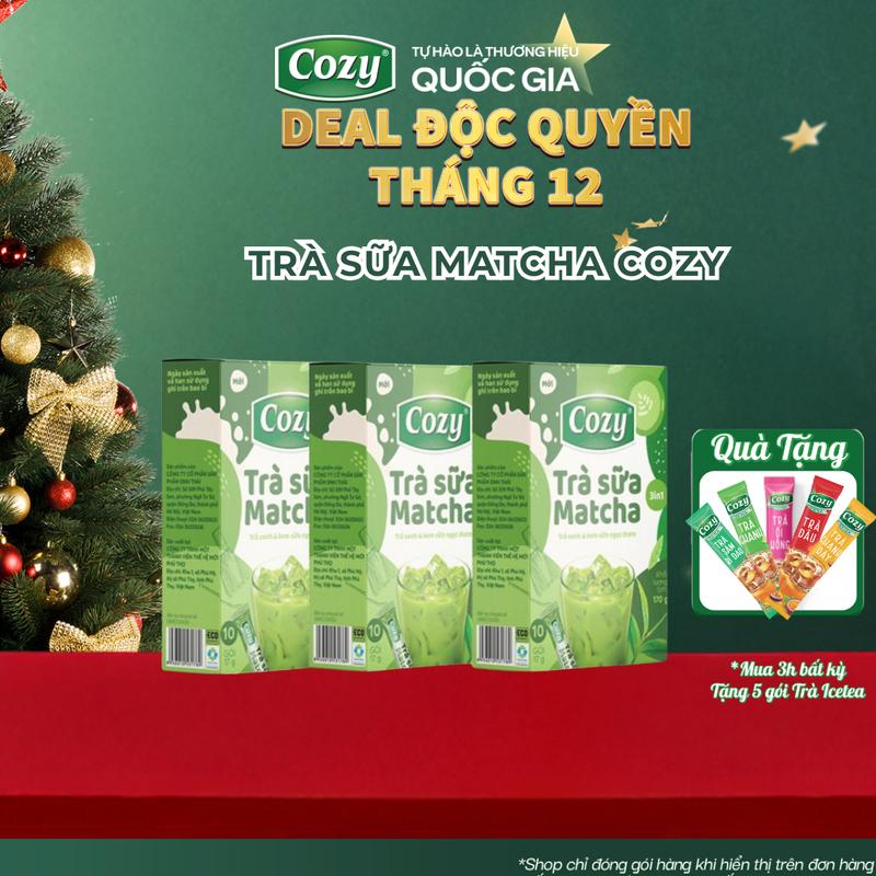  Trà Sữa Matcha Hòa Tan 3in1 Cozy - Thơm Vị Matcha Trà xanh Cozy  10gói và 18gói  