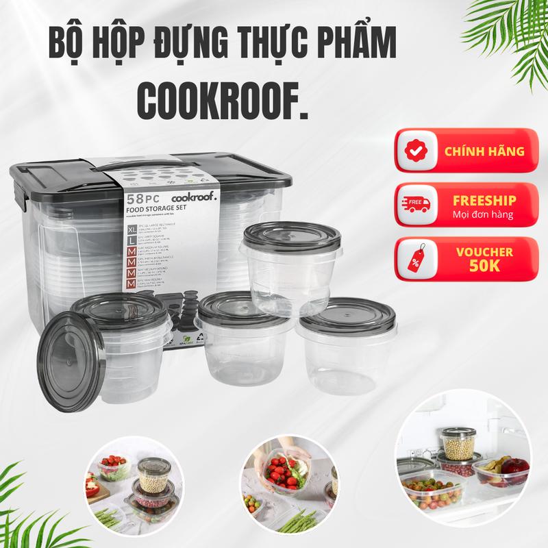 [Hàng Mới Về] Cookroof. Hộp Đựng Thực Phẩm 58 Chi Tiết 29 Hộp Đủ Kích Thước, Nhựa PP5 Nguyên Sinh Chịu Nhiệt Tốt.