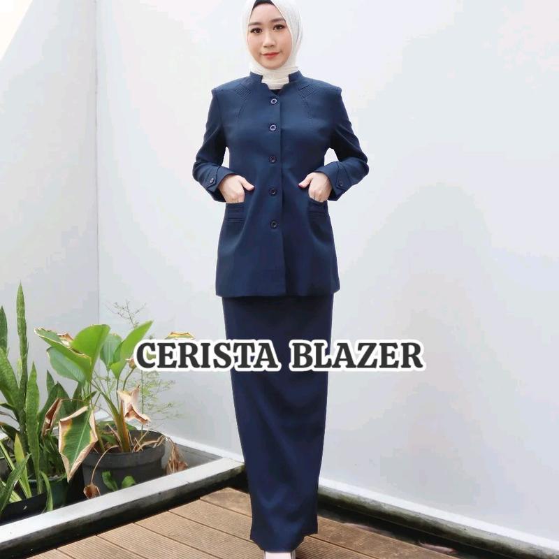 Seragam guru Navy set rok span (270). 2