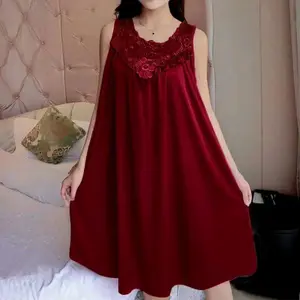 Dress Daster jumbo satin Brukat  happy xxl /Dres Baju tidur wanita Lingerie Nyaman