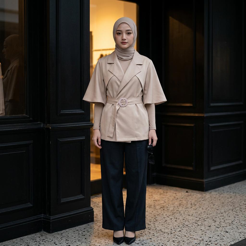 SERA TOP CAPE INSPIRED VEST Beige