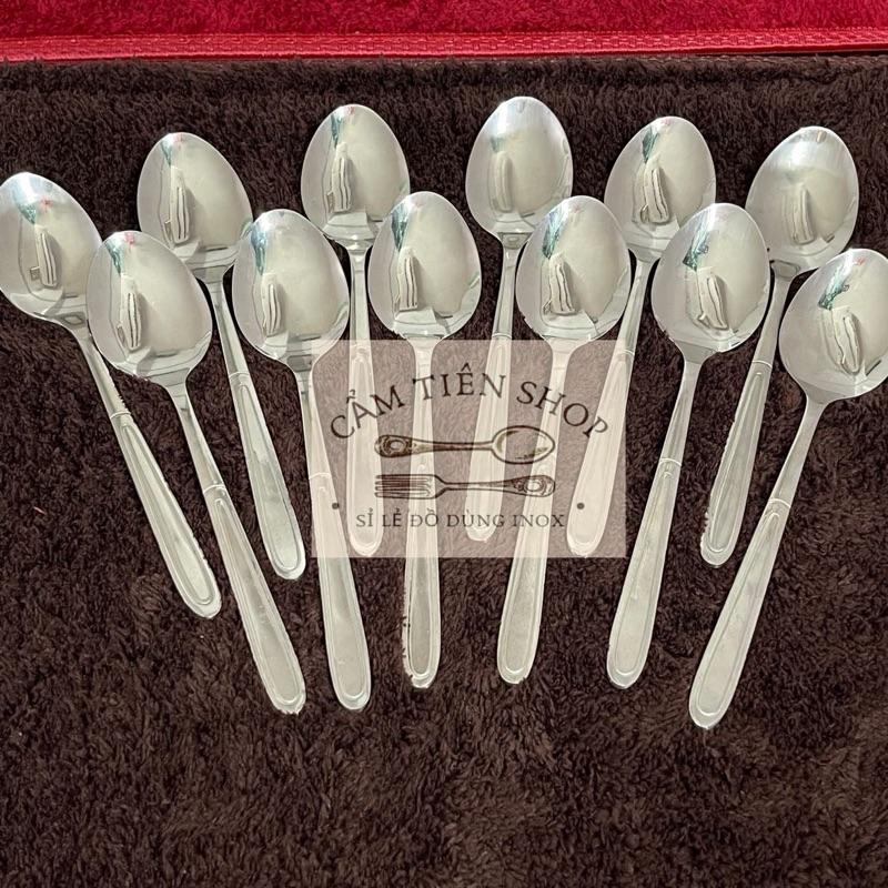   Loại Cao Cấp  Bộ 12 Muỗng Inox Đầu Dài Siêu Dày Sáng Bóng  muỗng ăn cơm giọt nước 