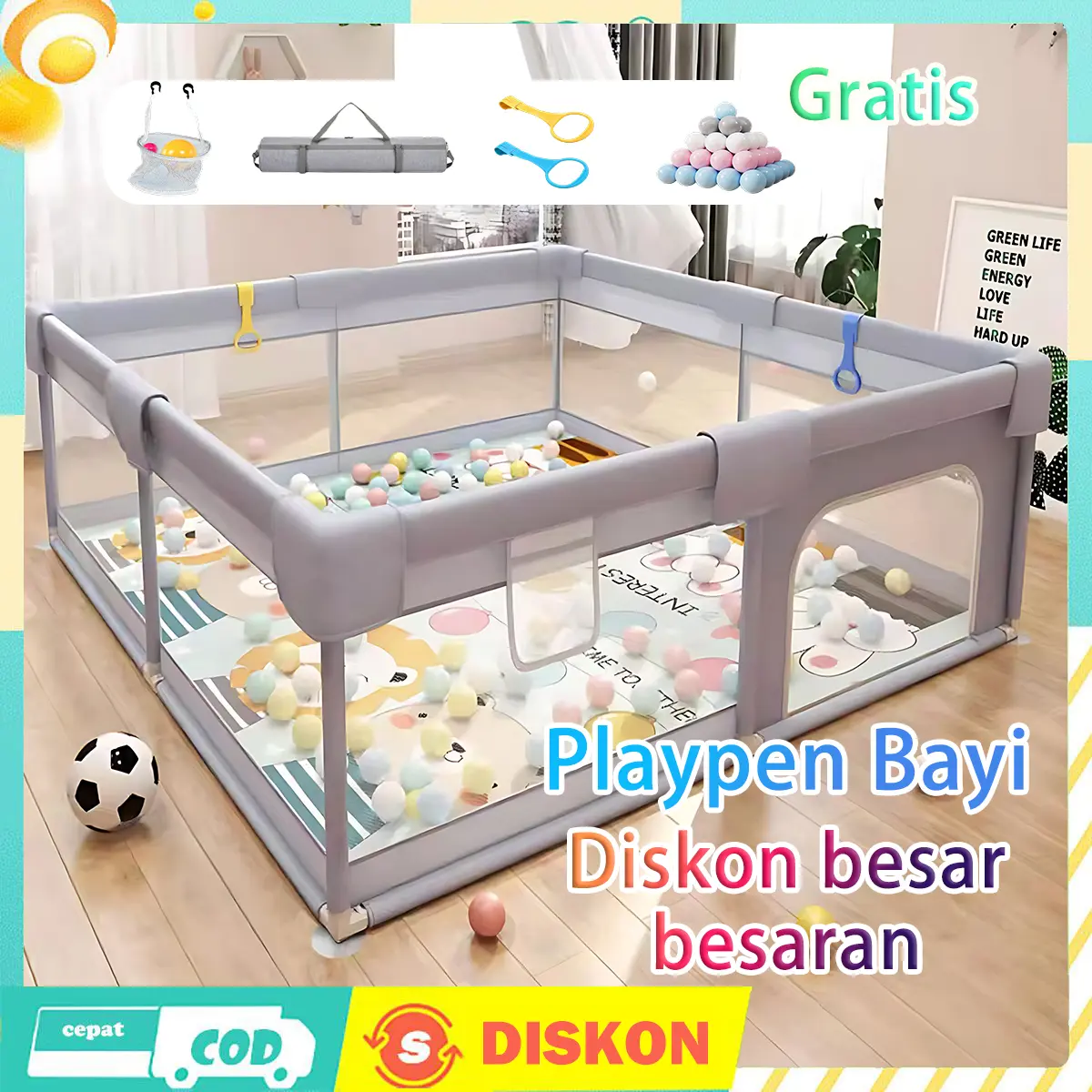 [Promo] Pagar bayi/Pagar pengaman bayi newborn/Baby Playpen Fence/tempat bermain bayi dirumah/Baby Playpen Playmat Tempat Bermain Anak Pagar Main Anak/pagar mainan anak/pagar bayi bermain/nak-anak/ basket speeds gratis tidak tidak pvc gratis