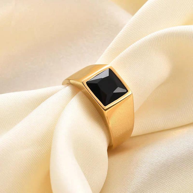 Product Introduction of Cincin Titanium Pria Terbaru Dijual Ring Hitam Silver Dan Gold Anti Luntur Bahan Stainles Stell AntikaratAnti Luntur Batu Emas Merah 15