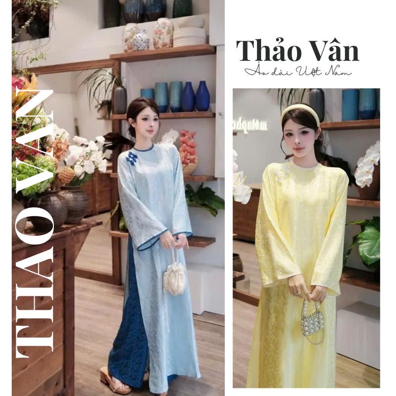 DEAL MỞ BÁN -BST TẾT 2026 - Áo Dài Yên Sa Cách Tân Dáng Dài Tay Dài Vải Gấm Tơ Tằm Cao Cấp In Họa Tiết Lông Công Phối Nơ Điệu Đà