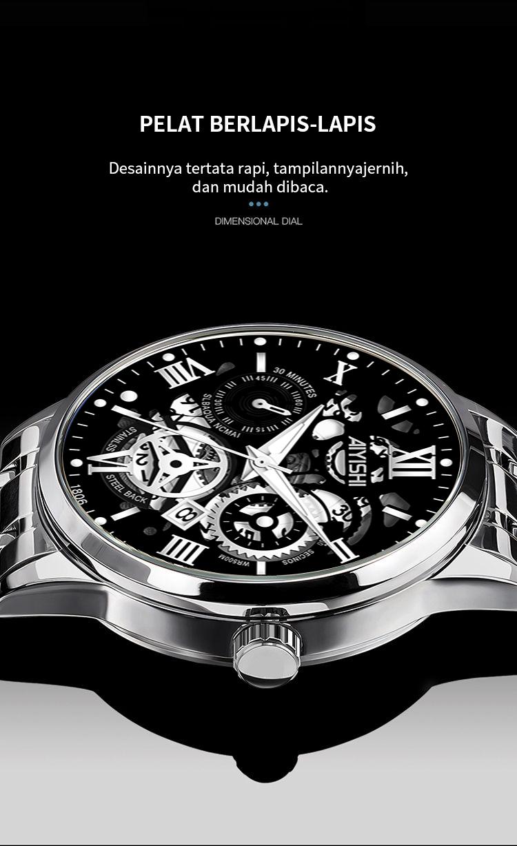 AIYISHI jam tangan pria jam tangan pria tahan air ori Tahan Air 30 Meter Mesin Kuarsa Otomatis Bahan Stainless Steel jam analog Garansi 2 Tahun jam tangan pria casual Kaca Jam Warna Hitam watch AIYISHI jam tangan pria jam tangan pria tahan air ori Tahan Air 30 Meter Mesin Kuarsa Otomatis Bahan Stainless Steel jam analog Garansi 2 Tahun jam tangan pria casual Kaca Jam Warna Hitam watch