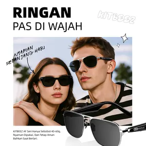 【KiTBEEZ AF-1 & AF-2】Kacamata Bluetooth Pintar-Earphone Musik Menjawab panggilan Remote control untuk memotret Kacamata hitam